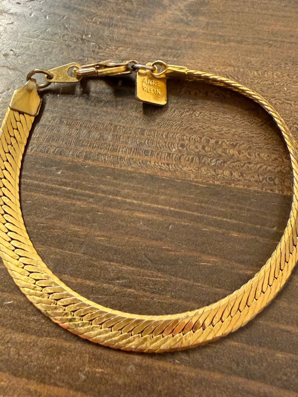Vintage Anne Klein Herringbone Gold Tone Bracelet - 7"